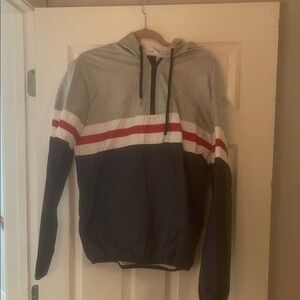Forever 21 Gray and Navy Hoodie with Red Stripe